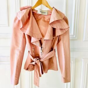 Valentino Garavani Blush Pink Ruffle Tie Evening Jacket XS